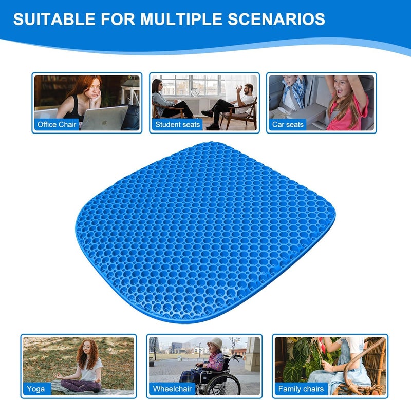 TONINT Large Gel Seat Cushion for Long Sitting with Non-Slip Cover,Soft & Breathable,Seat Cushion for Chair,Car,Office,Desk Chair,Wheelchair - Image 4